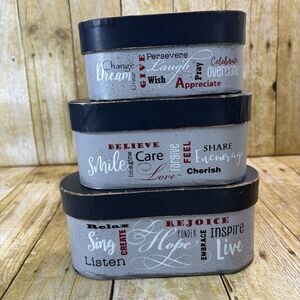 Audreys Primitive Style Nesting Boxes Rejoice Hope Sing Live Word Art Stackable